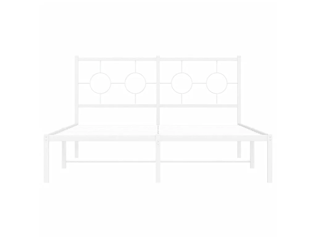 Bedframe met hoofdbord metaal wit 140x190 cm
