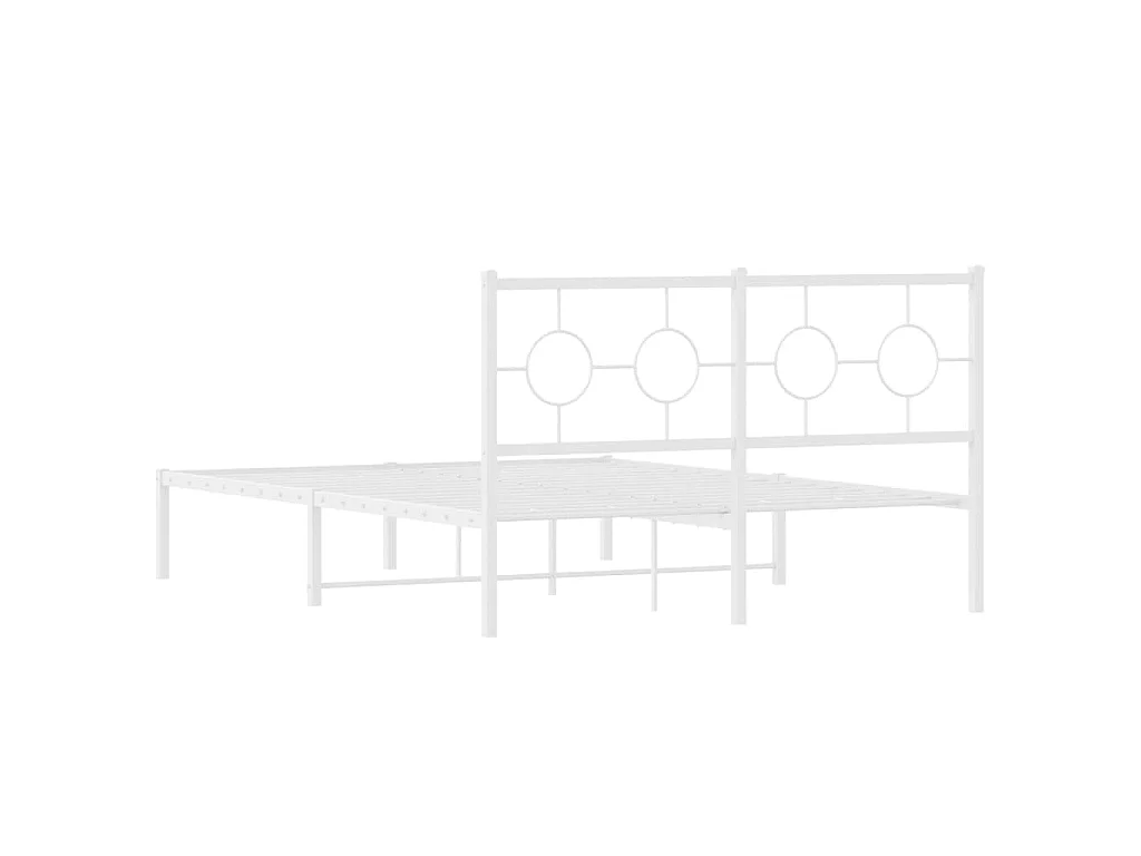 Bedframe met hoofdbord metaal wit 140x190 cm