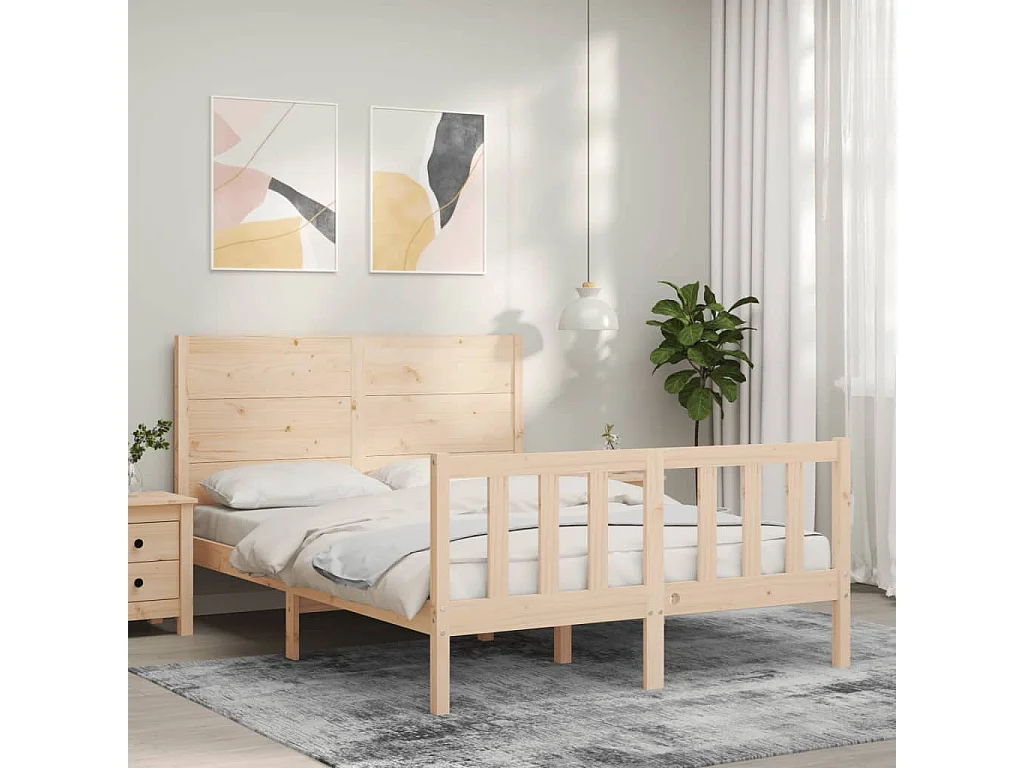 Cadre de lit sans matelas bois de pin massif