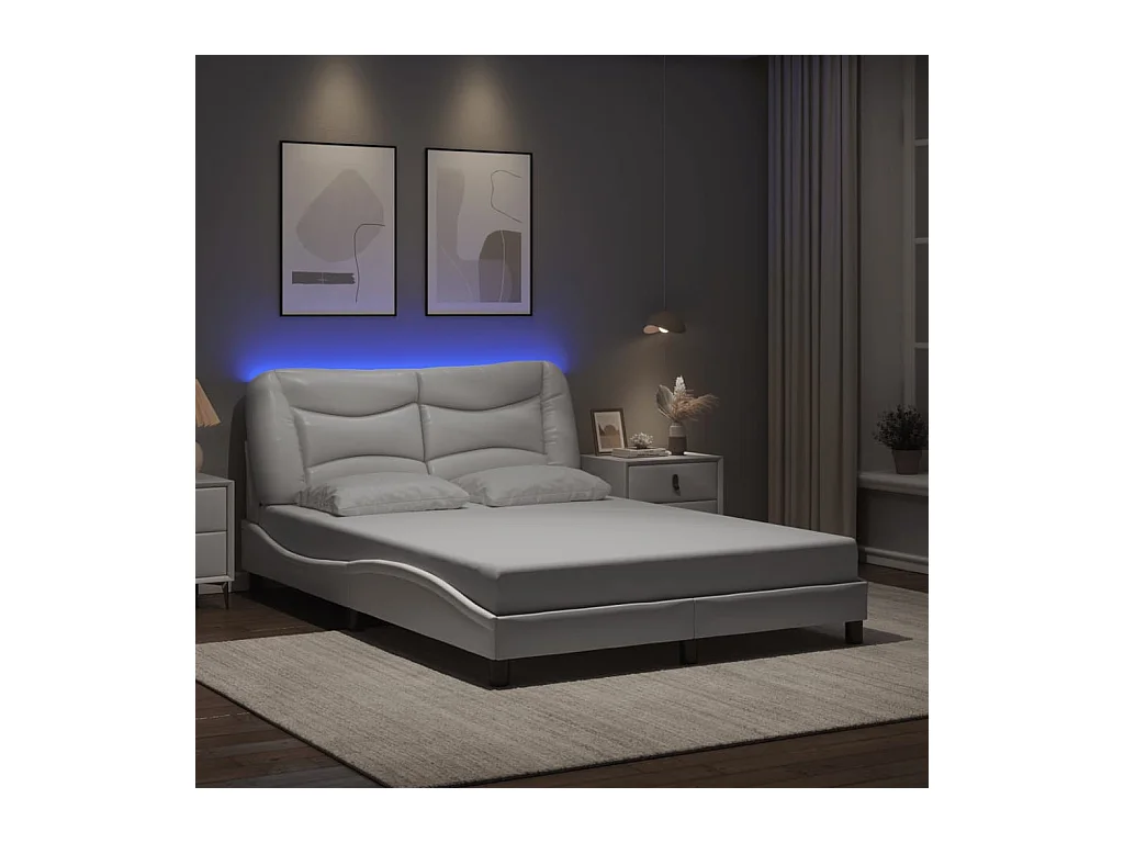 Cadre de lit avec LED sans matelas blanc 120x200 cm