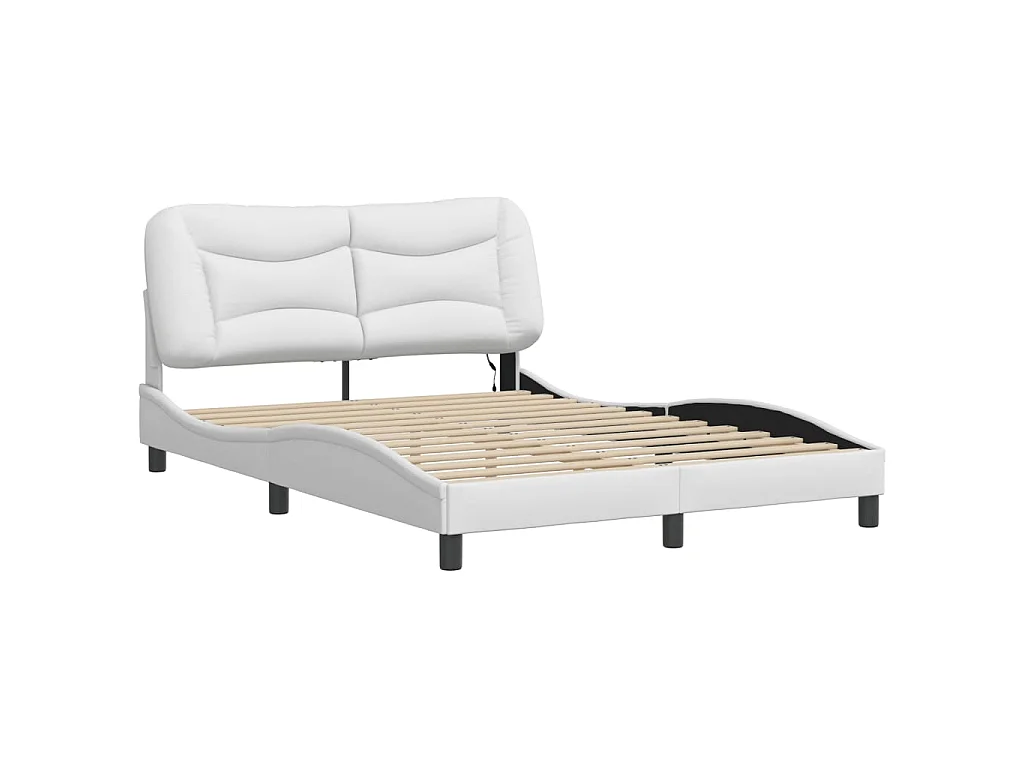 Cadre de lit avec LED sans matelas Hvar blanc 120x200 cm