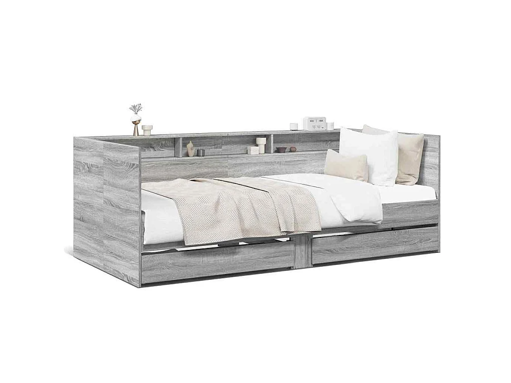 Lit de jour avec tiroirs sans matelas sonoma gris 75x190 cm