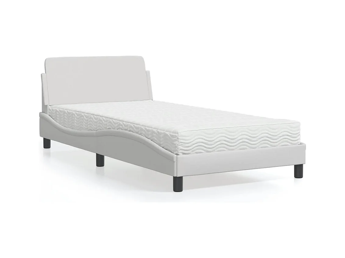 Bett mit Matratze "Dover" Weiß 100x200 cm Kunstleder