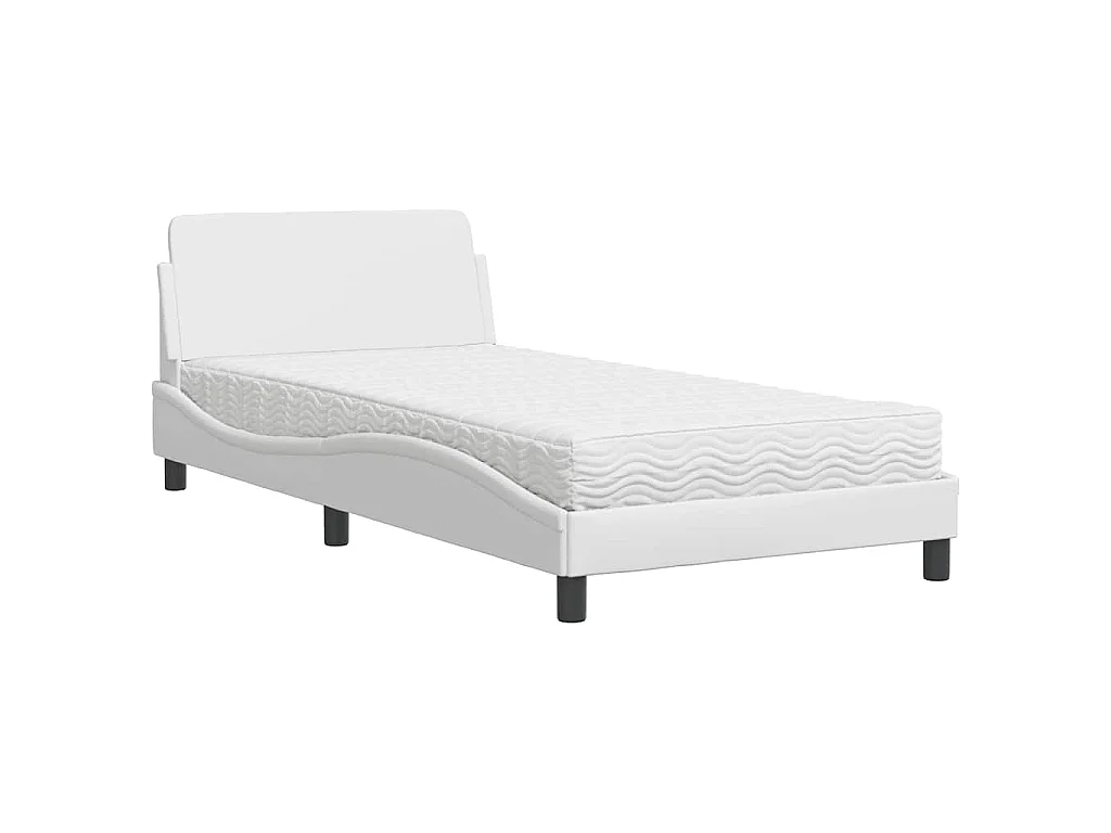 Letto con Materasso Dover Bianco 100x200 cm in Similpelle
