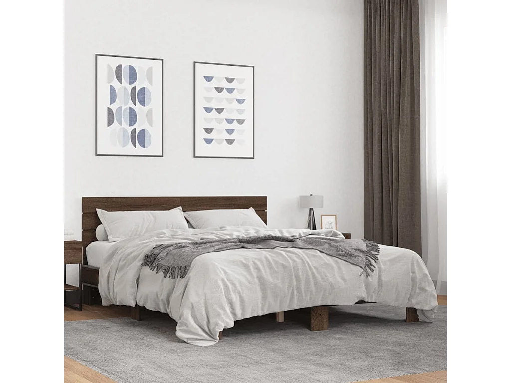 Cadre de lit sans matelas chêne marron 160x200 cm