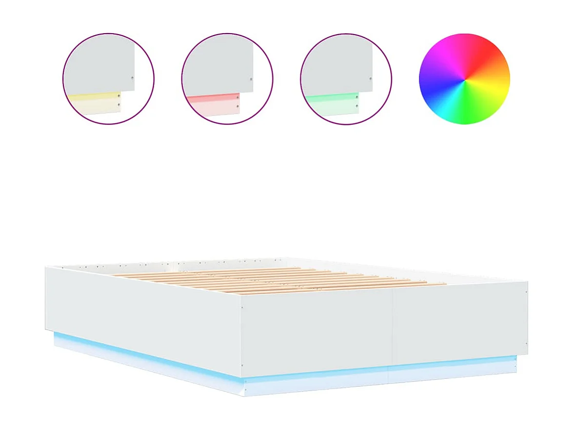 Cadre de lit avec LED sans matelas blanc 160x200 cm