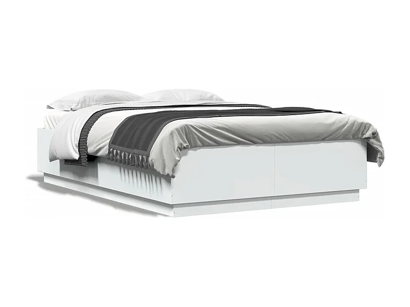 Estrutura cama c/ luzes LED 160x200 cm derivados madeira branco