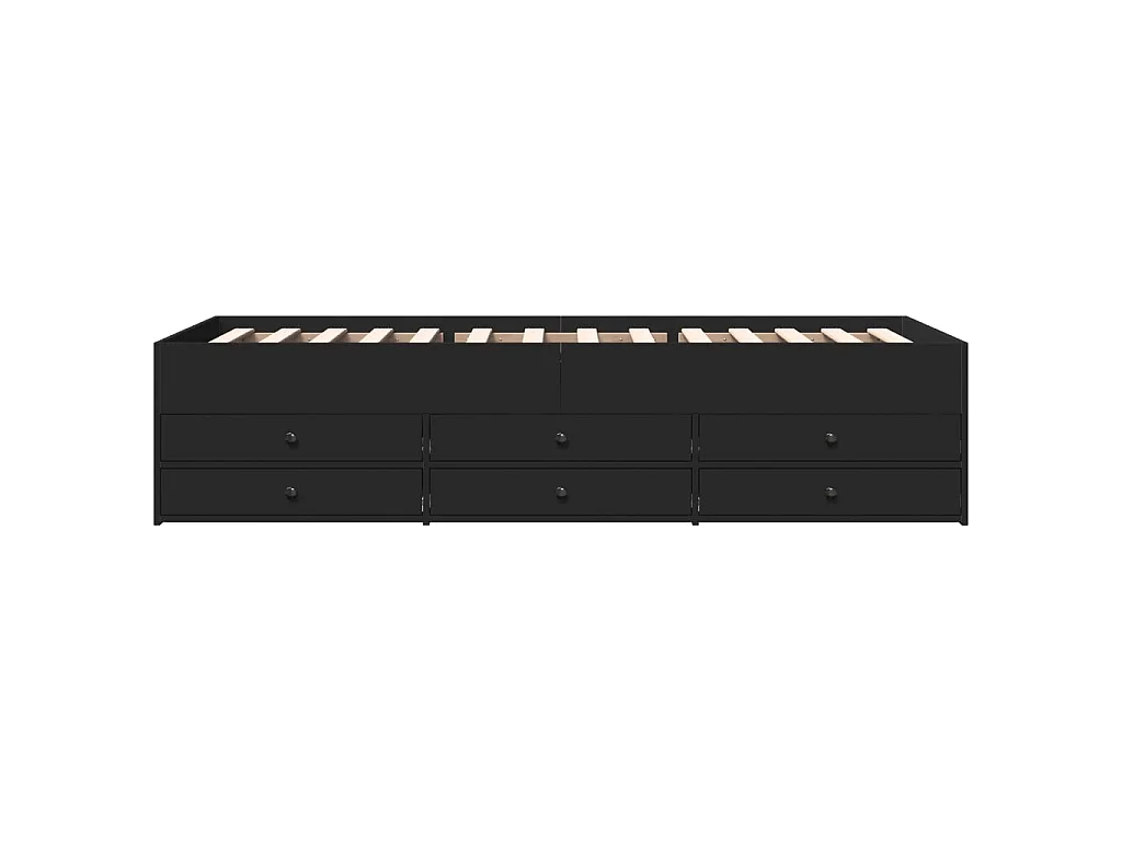 Divano Letto con Cassetti senza Materasso Nero 90x200 cm