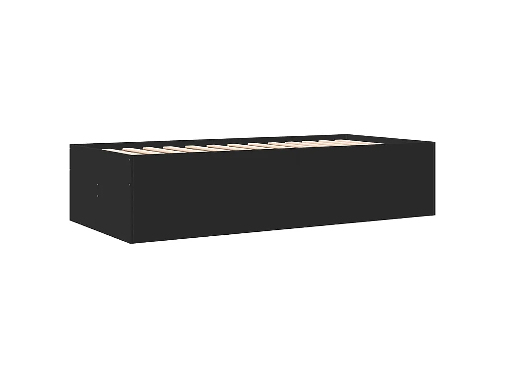 Divano Letto con Cassetti senza Materasso Nero 90x200 cm