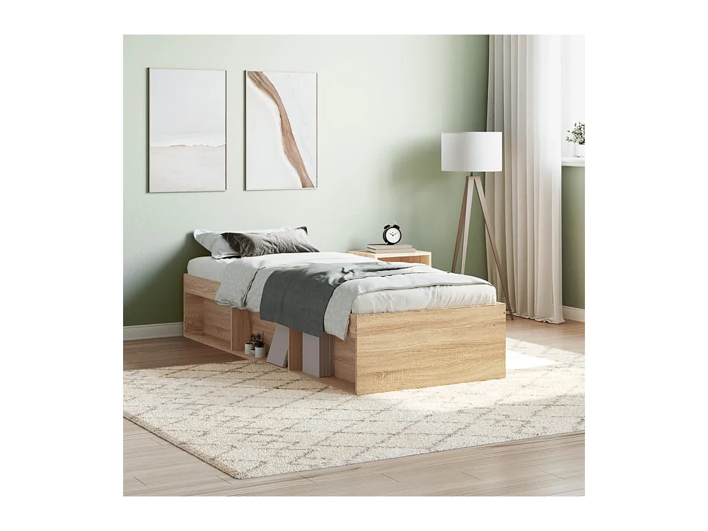 Cadre de lit sans matelas chêne sonoma 75x190 cm