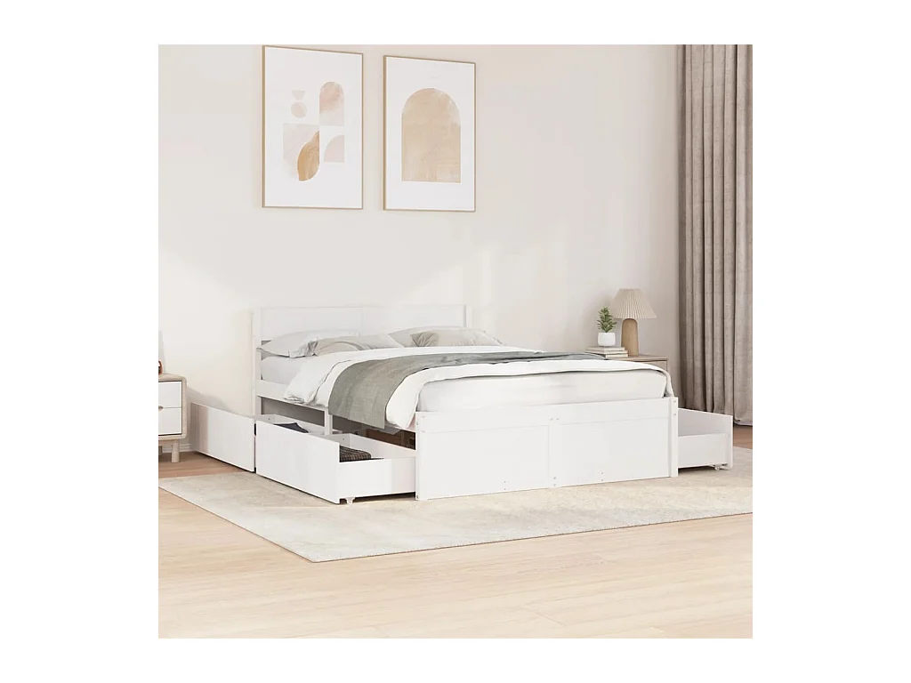 Letto senza Materasso Bianco 120x200 cm Legno Massello di Pino