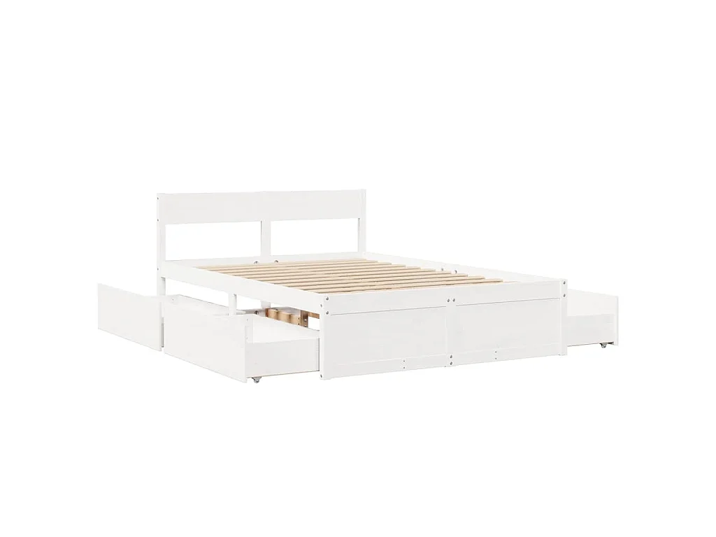 Cadre de lit sans matelas blanc 120x200 cm bois de pin massif