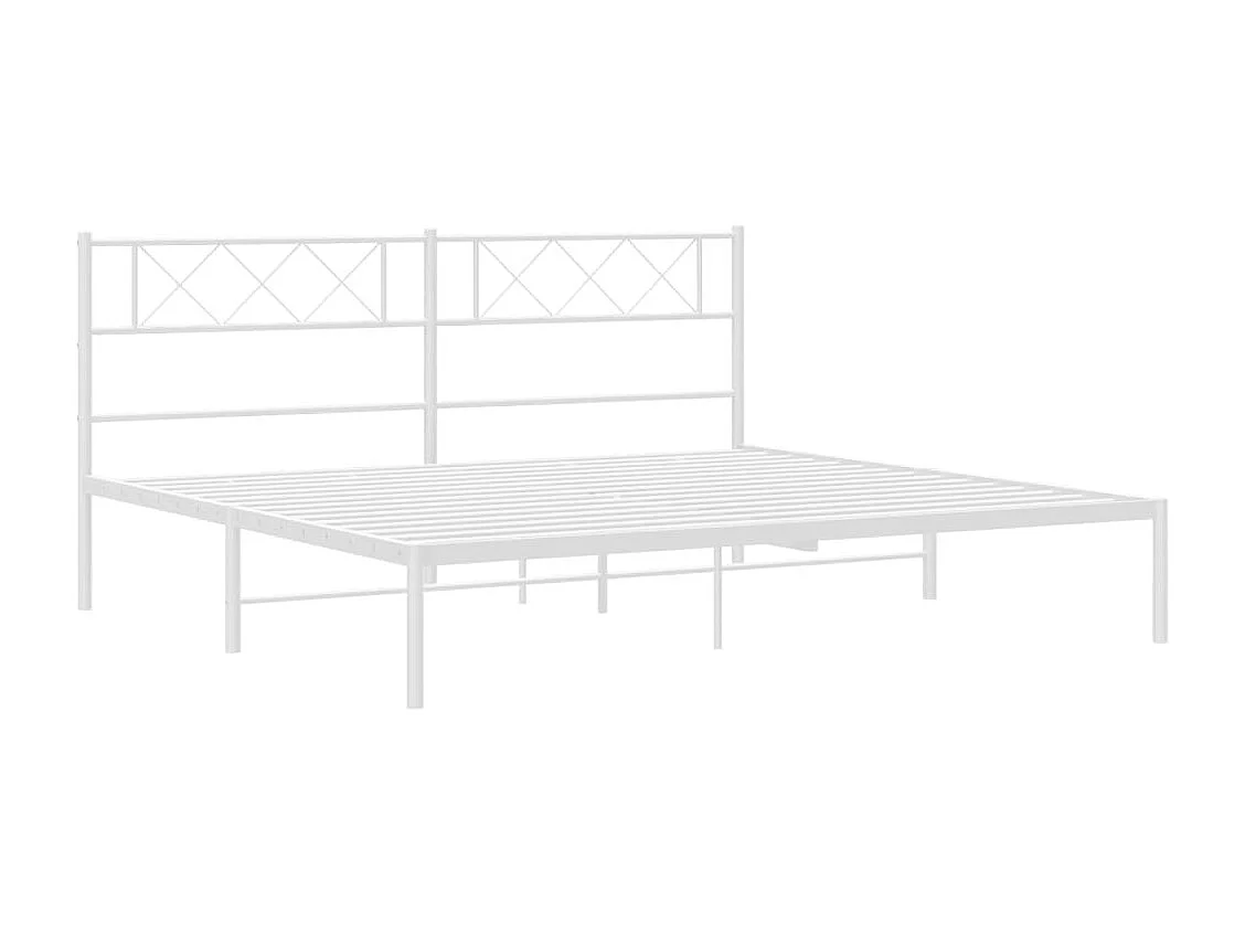Cadre de lit métal sans matelas et tête de lit blanc 160x200 cm