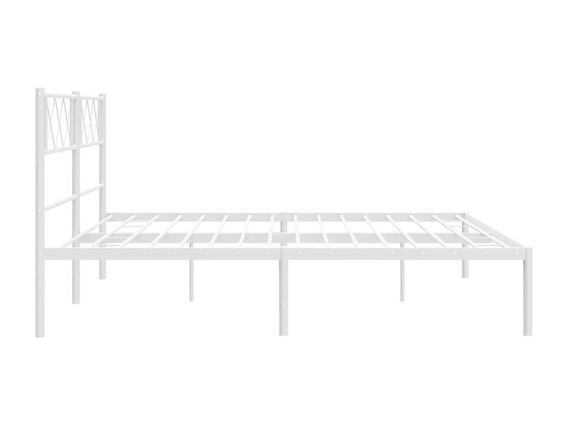 Cadre de lit métal sans matelas et tête de lit blanc 160x200 cm