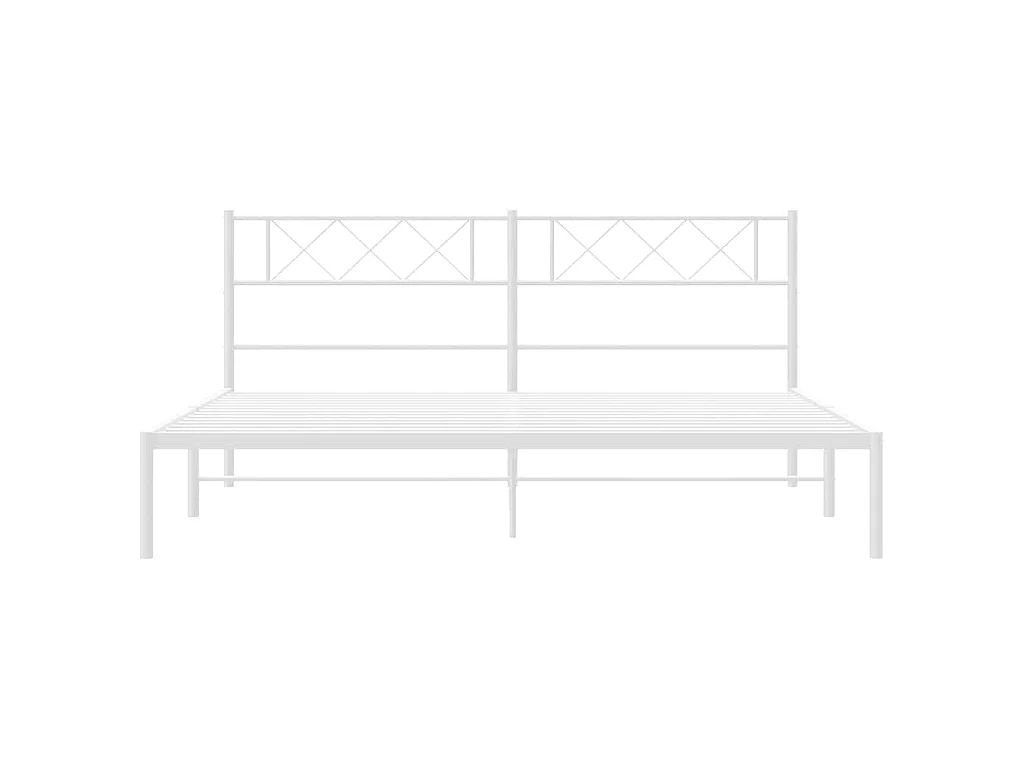Cadre de lit métal sans matelas et tête de lit blanc 160x200 cm