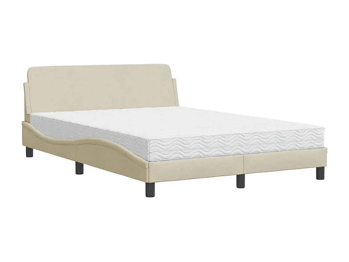 Lit avec matelas Dover crème 140x200 cm tissu