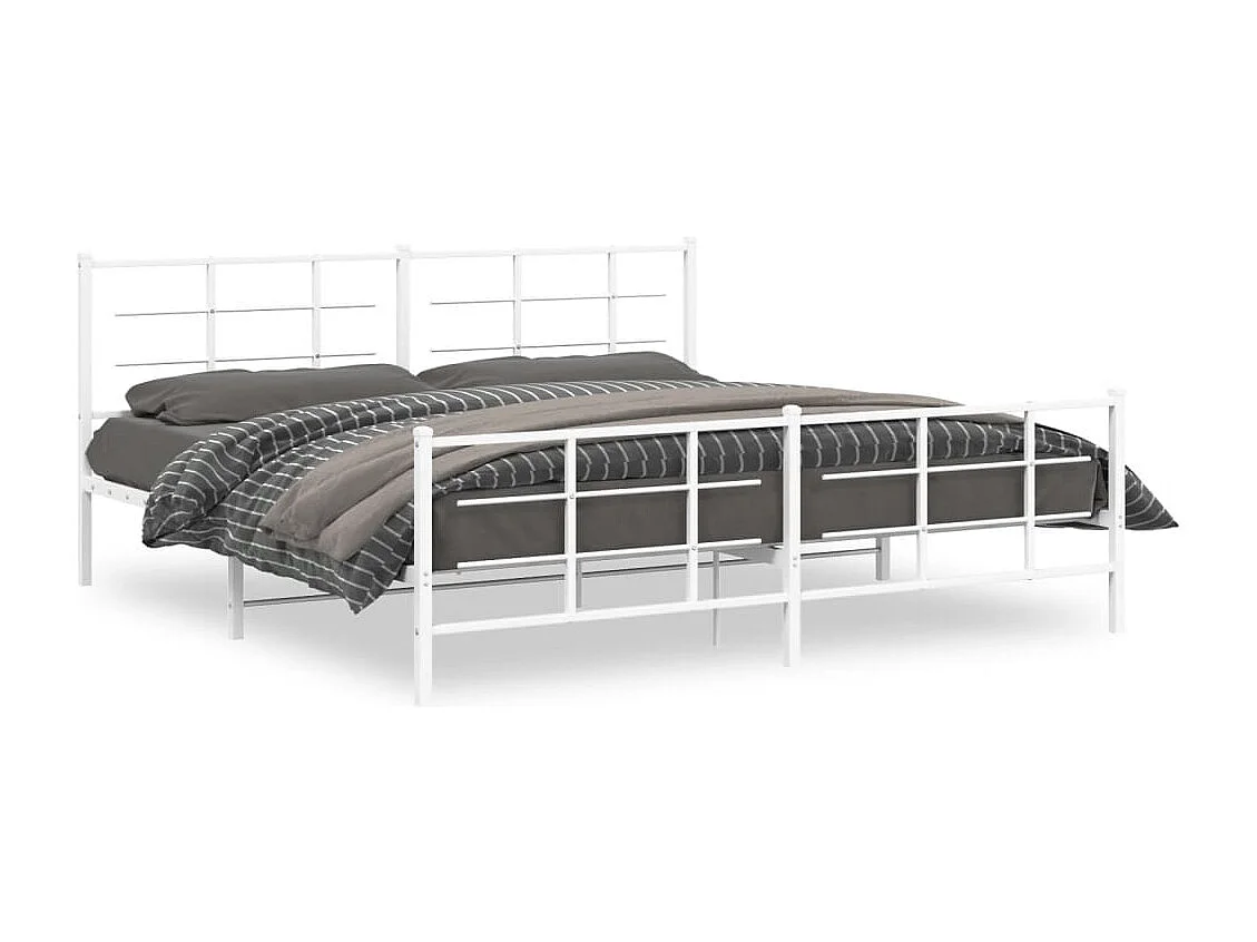 Bedframe met hoofd- en voeteneinde metaal wit 200x200 cm