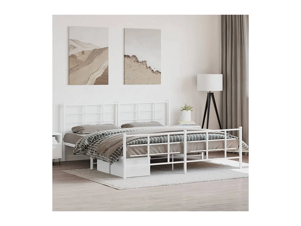 Bedframe met hoofd- en voeteneinde metaal wit 200x200 cm