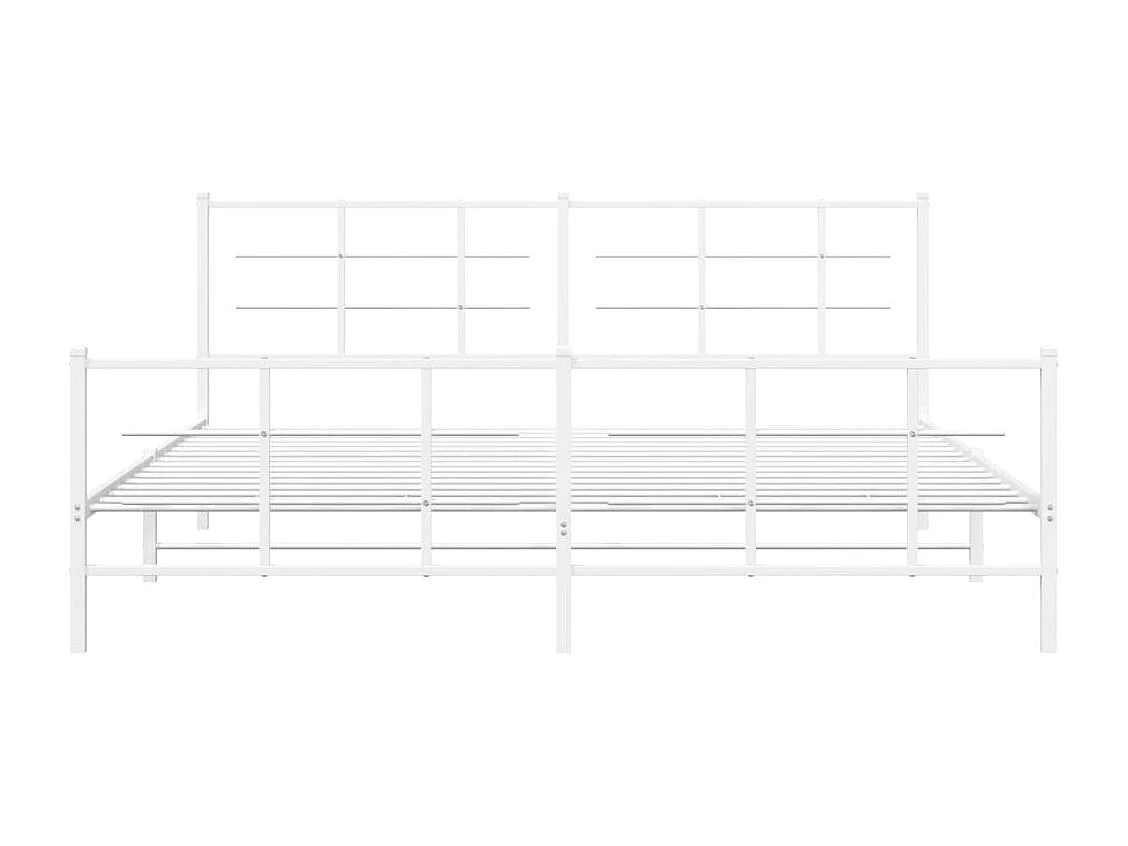 Cadre de lit métal sans matelas et pied de lit blanc 200x200 cm