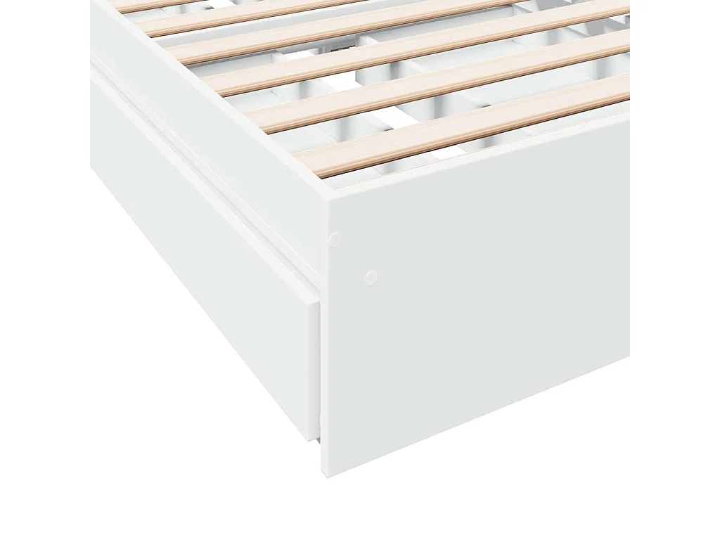 Cadre de lit avec tiroirs sans matelas blanc 75x190 cm