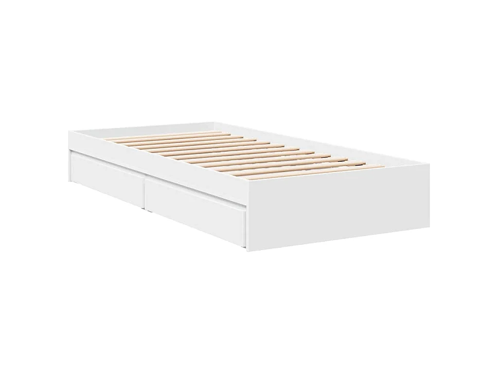 Cadre de lit avec tiroirs sans matelas blanc 75x190 cm