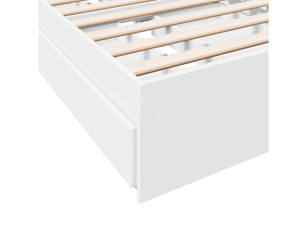 Cadre de lit avec tiroirs sans matelas blanc 75x190 cm