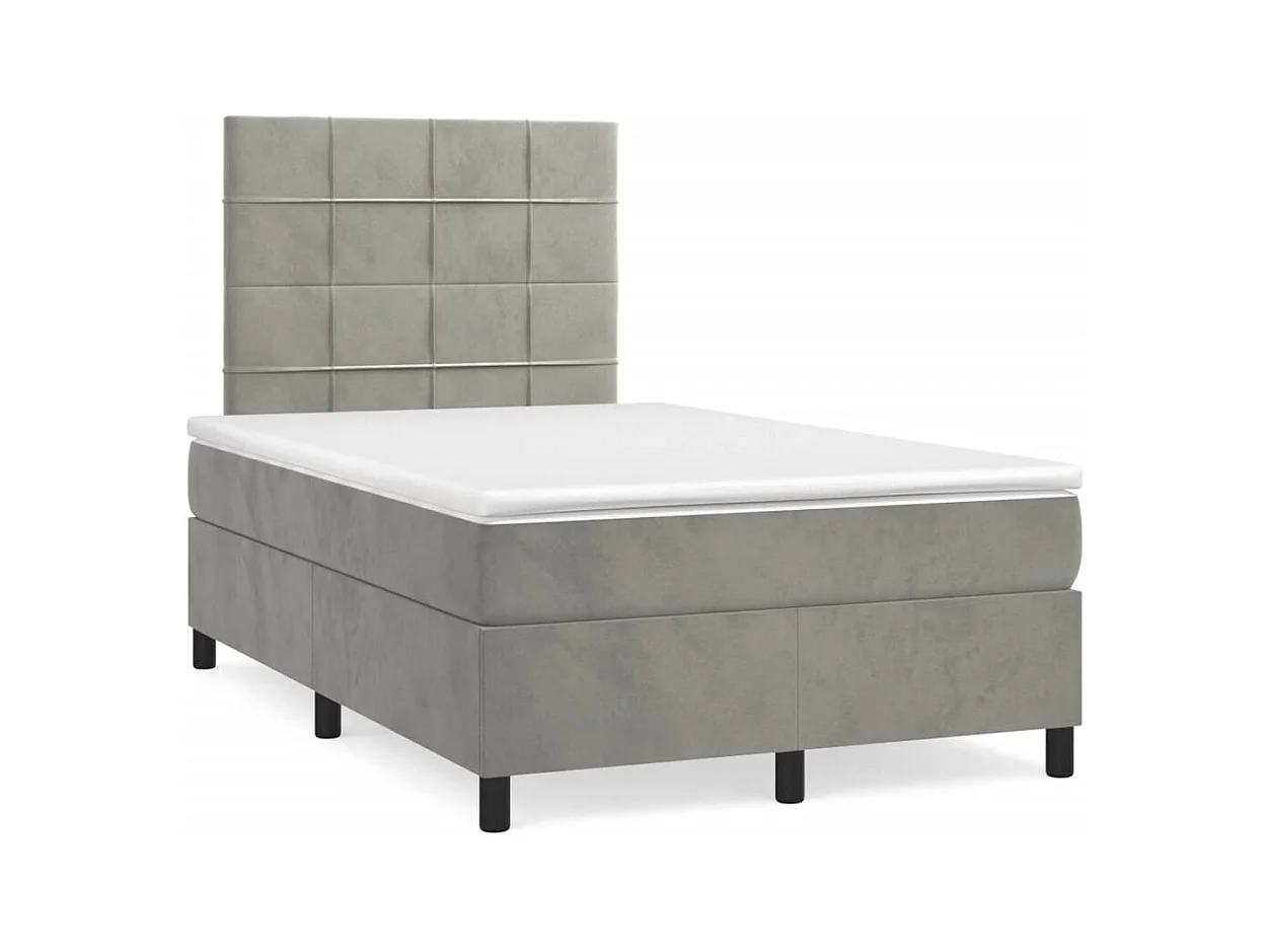 Sommier à lattes de lit avec matelas LED gris clair 120x190 cm