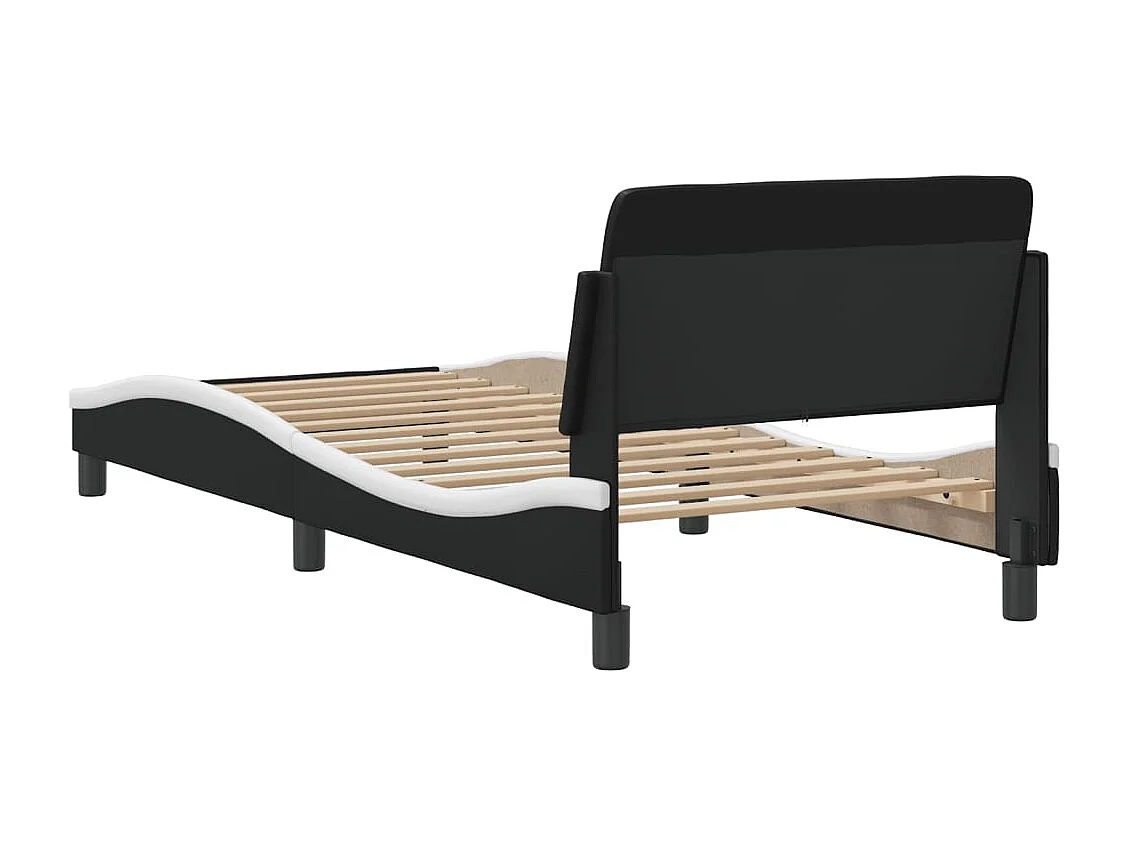 Estrutura de cama Dover couro artificial preto e branco