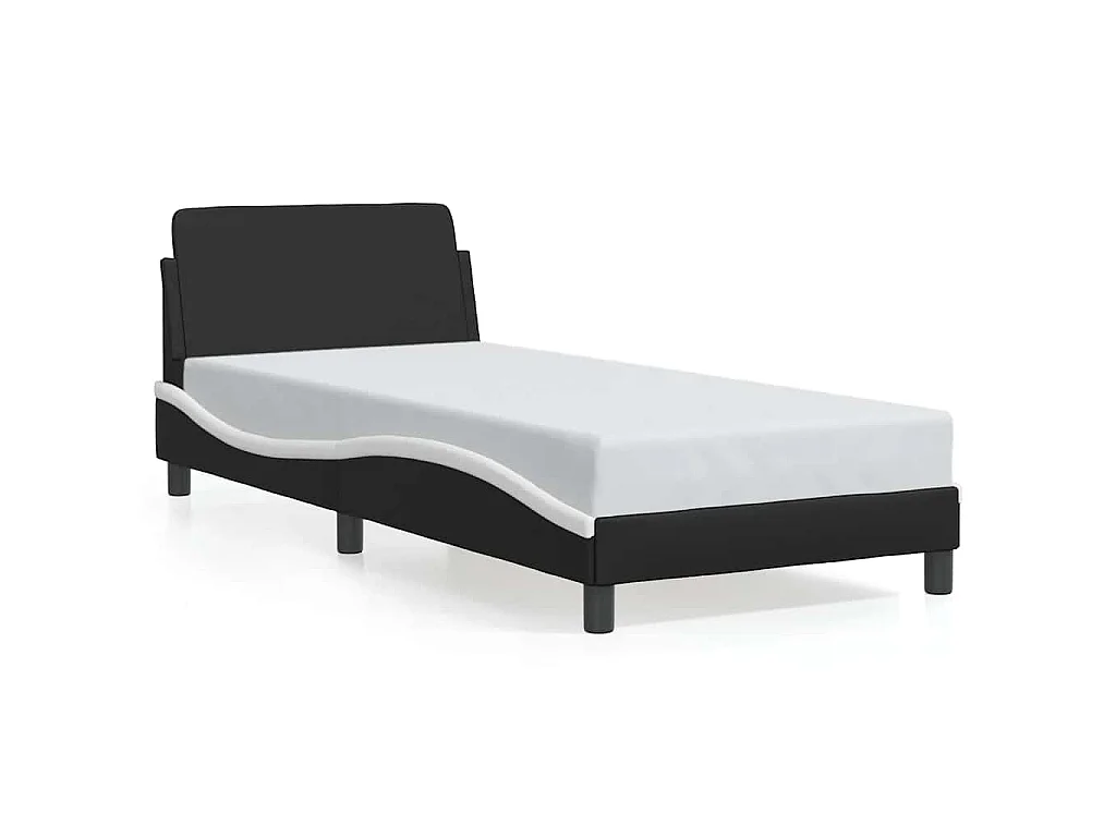 Bedframe "Dover" kunstleer zwart en wit 90x200 cm