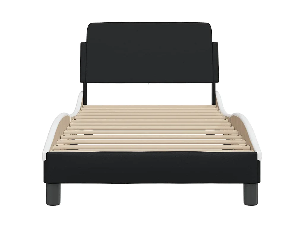 Bedframe "Dover" kunstleer zwart en wit 90x200 cm