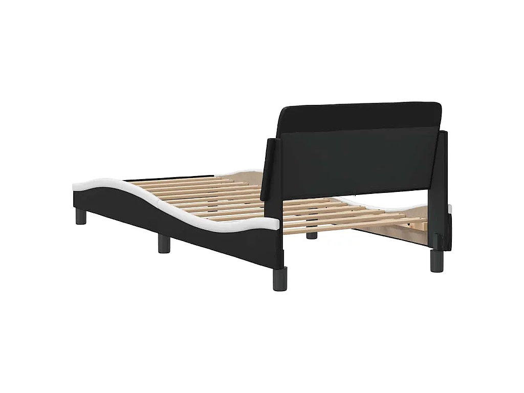 Bedframe "Dover" kunstleer zwart en wit 90x200 cm