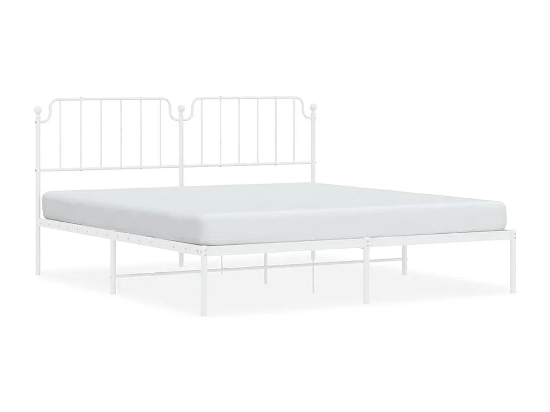 Estructura cama sin colchón con cabecero metal blanco 160x200cm