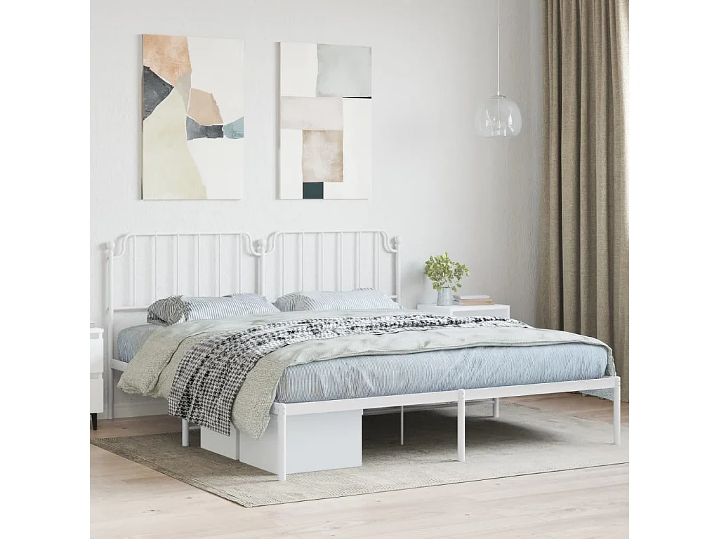 Bettgestell mit Kopfteil Metall Weiß 160x200 cm