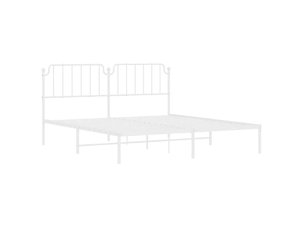 Cadre de lit métal sans matelas et tête de lit blanc 160x200 cm