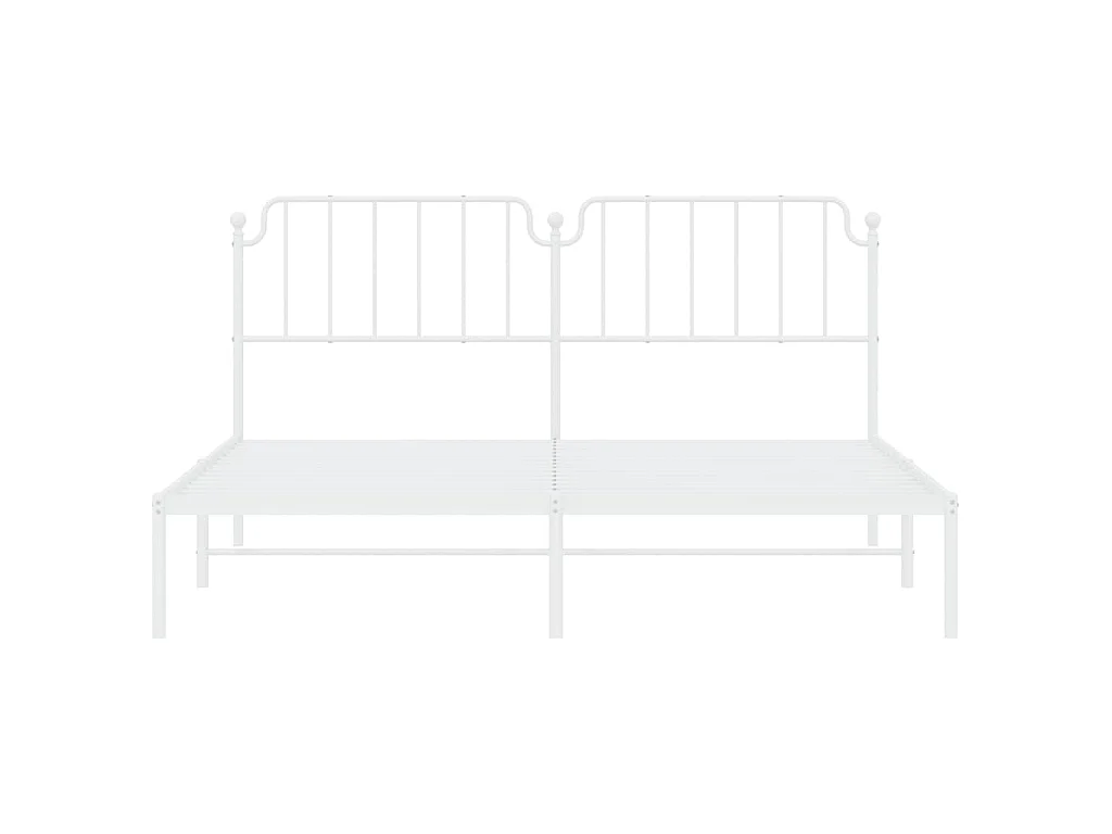 Cadre de lit métal sans matelas et tête de lit blanc 160x200 cm