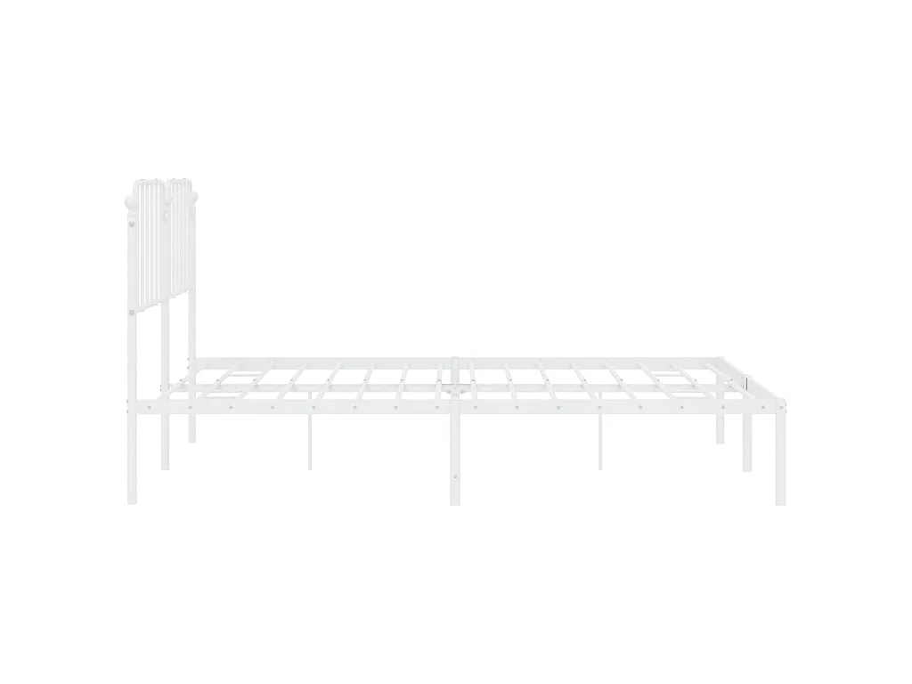 Cadre de lit métal sans matelas et tête de lit blanc 160x200 cm