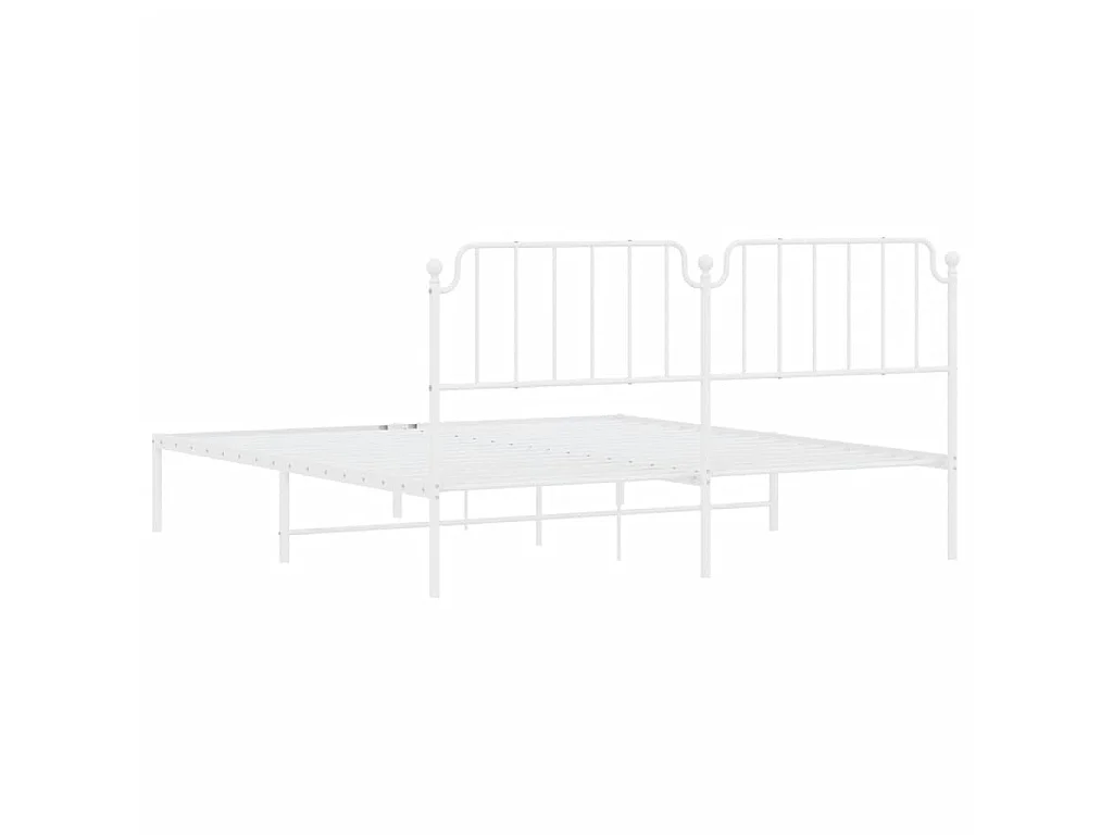 Cadre de lit métal sans matelas et tête de lit blanc 160x200 cm