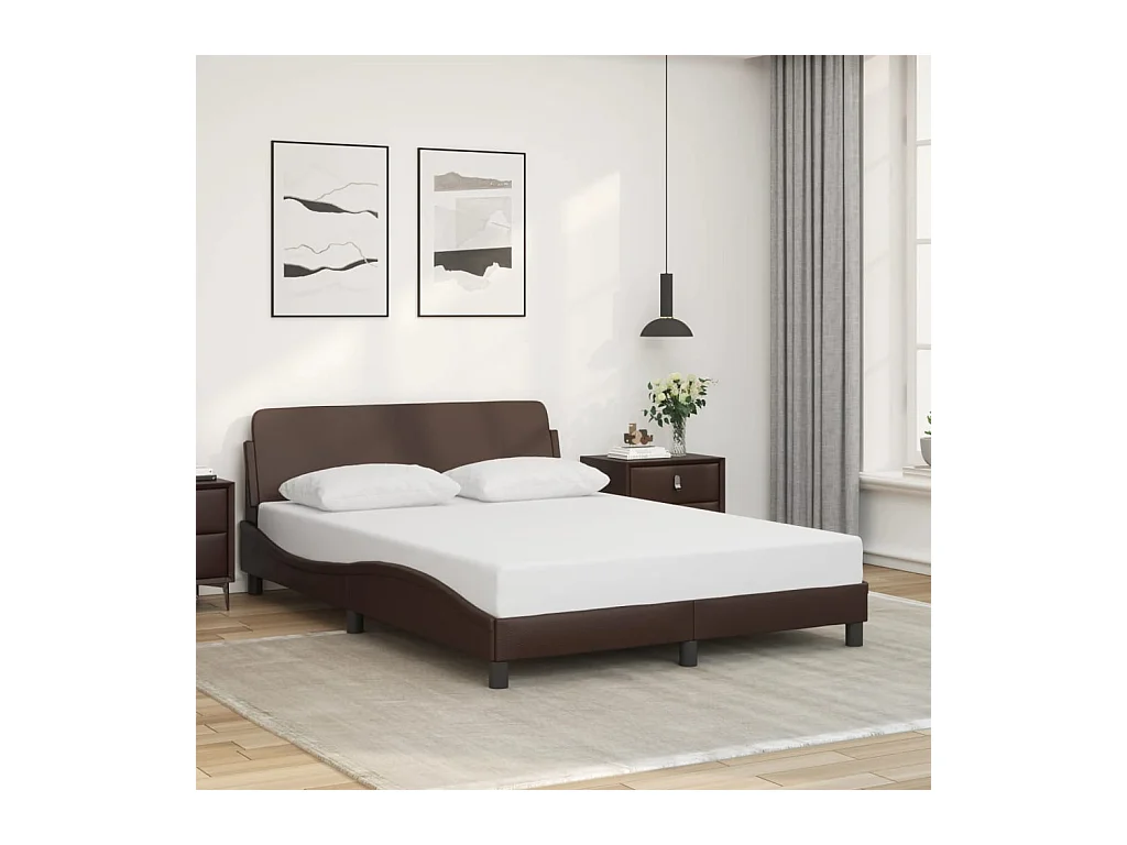 Cadre de lit sans matelas marron 140x200 cm similicuir