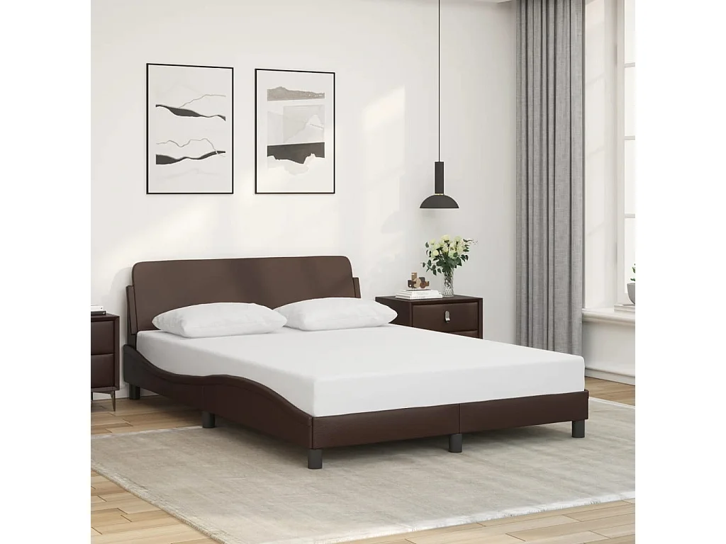 Bedframe "Dover" kunstleer bruin 140x200 cm