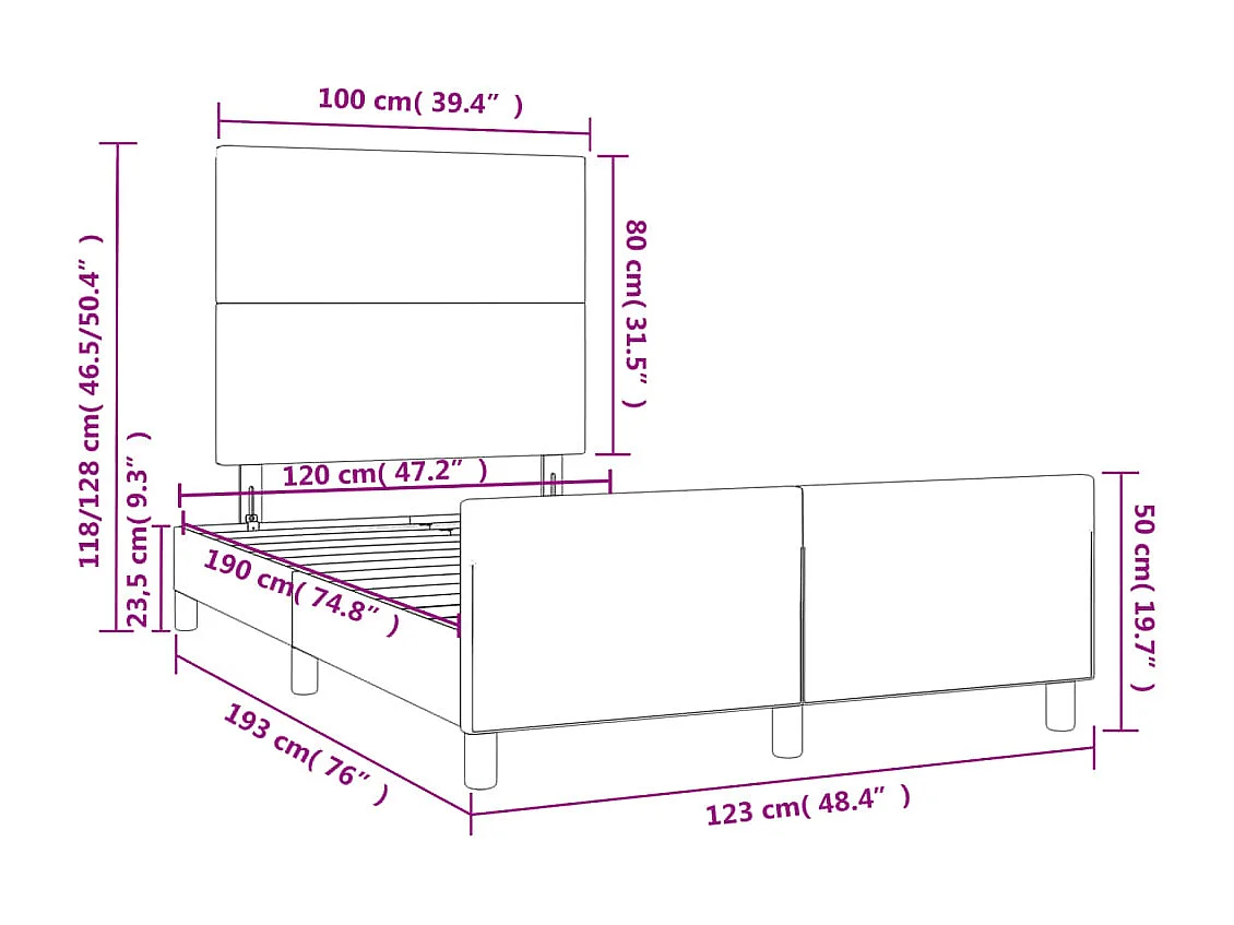 Giroletto senza Materasso Marrone Scuro 80x200 cm in Tessuto