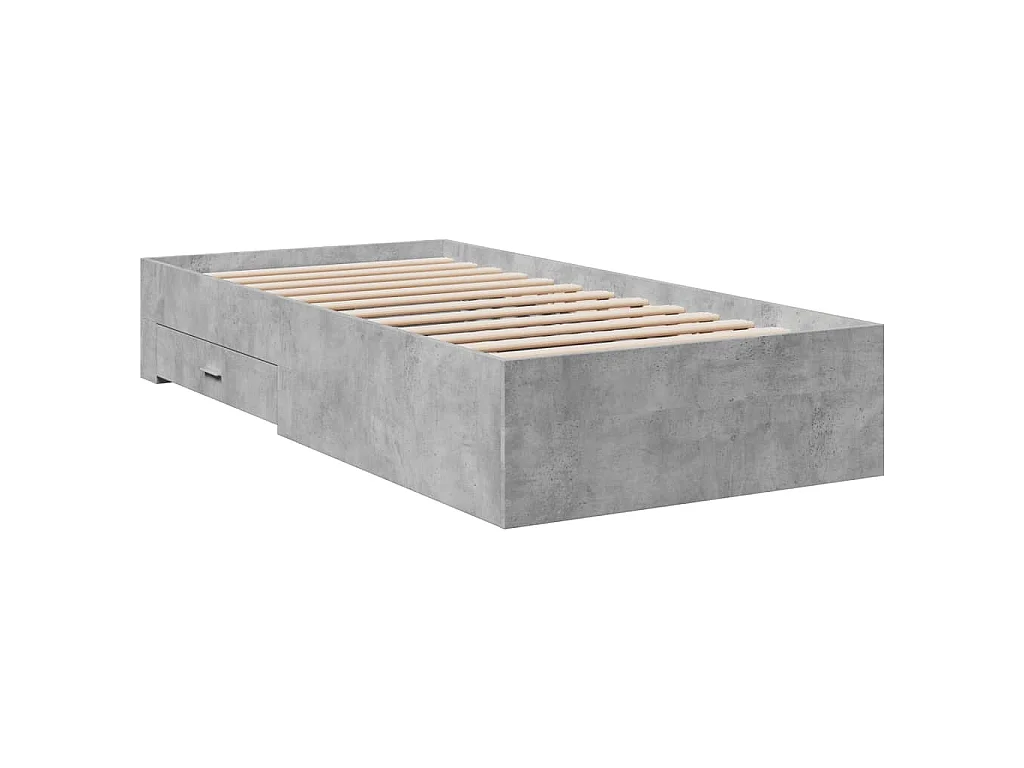 Cama con cajones madera ingeniería gris hormigón 90x190 cm