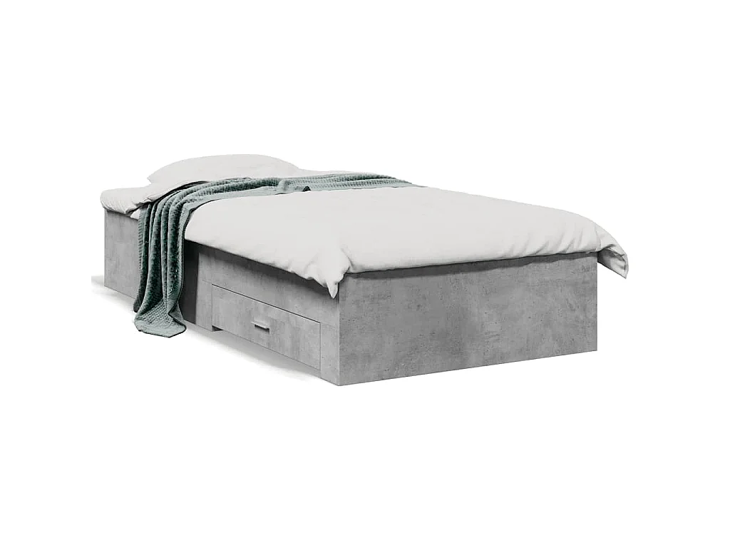Giroletto Cassetti Grigio Cemento 90x190 cm Legno Multistrato