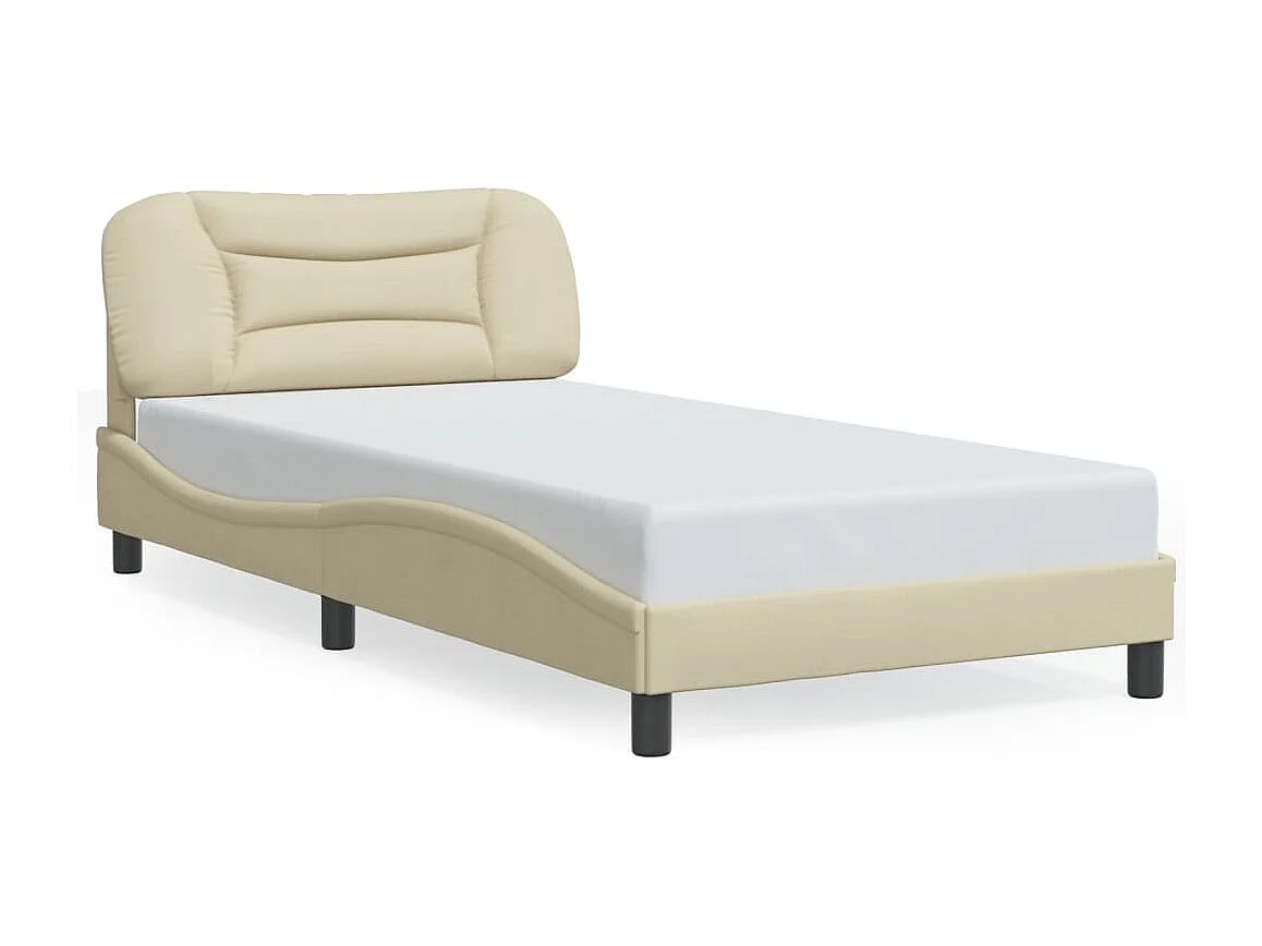 Cadre de lit avec LED sans matelas Hvar crème 100x200 cm tissu
