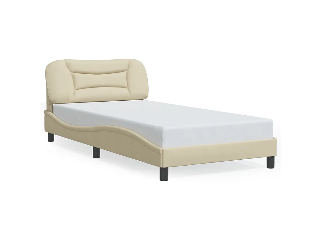 Cadre de lit avec LED sans matelas Hvar crème 100x200 cm tissu
