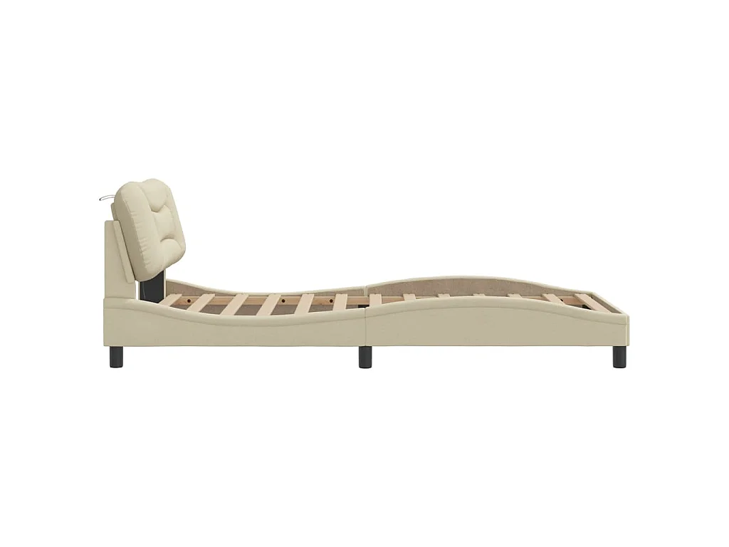 Bedframe met LED zonder matras "Hvar" 100x200 cm stof crème