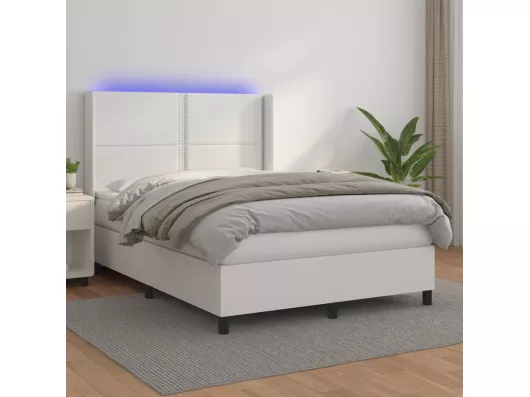 Kauf Unique Boxspringbett mit Matratze & LED Weiß 140x200 cm Kunstleder