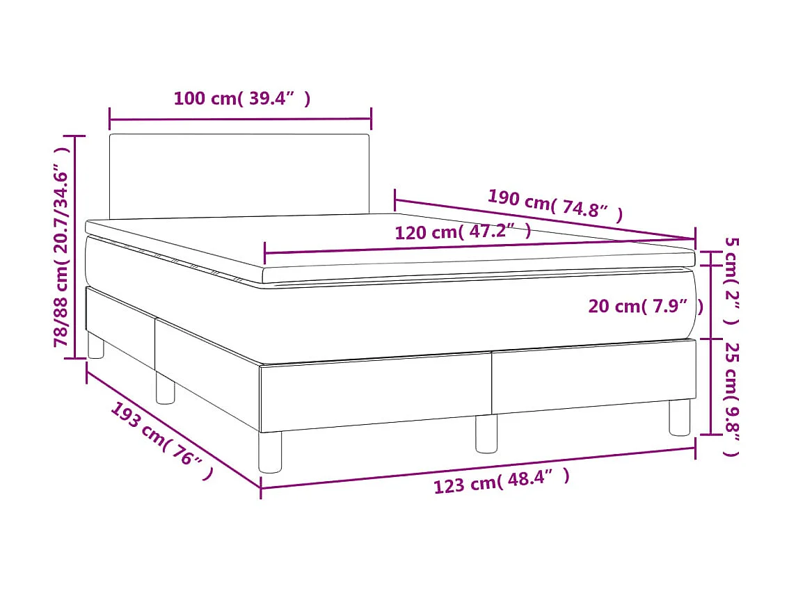 Giroletto Molle Materasso e LED Cappuccino 120x190cm Similpelle