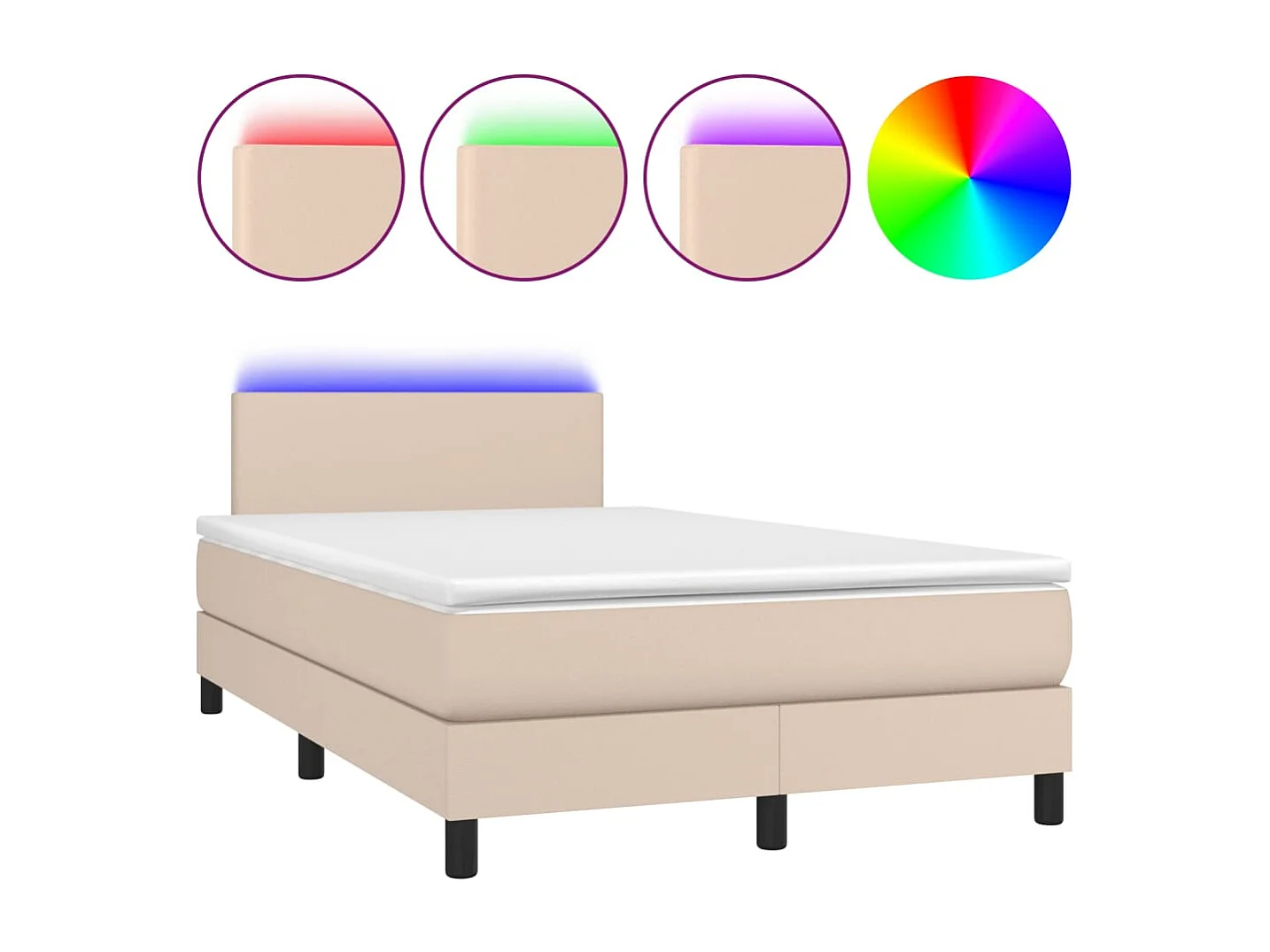 Giroletto Molle Materasso e LED Cappuccino 120x190cm Similpelle