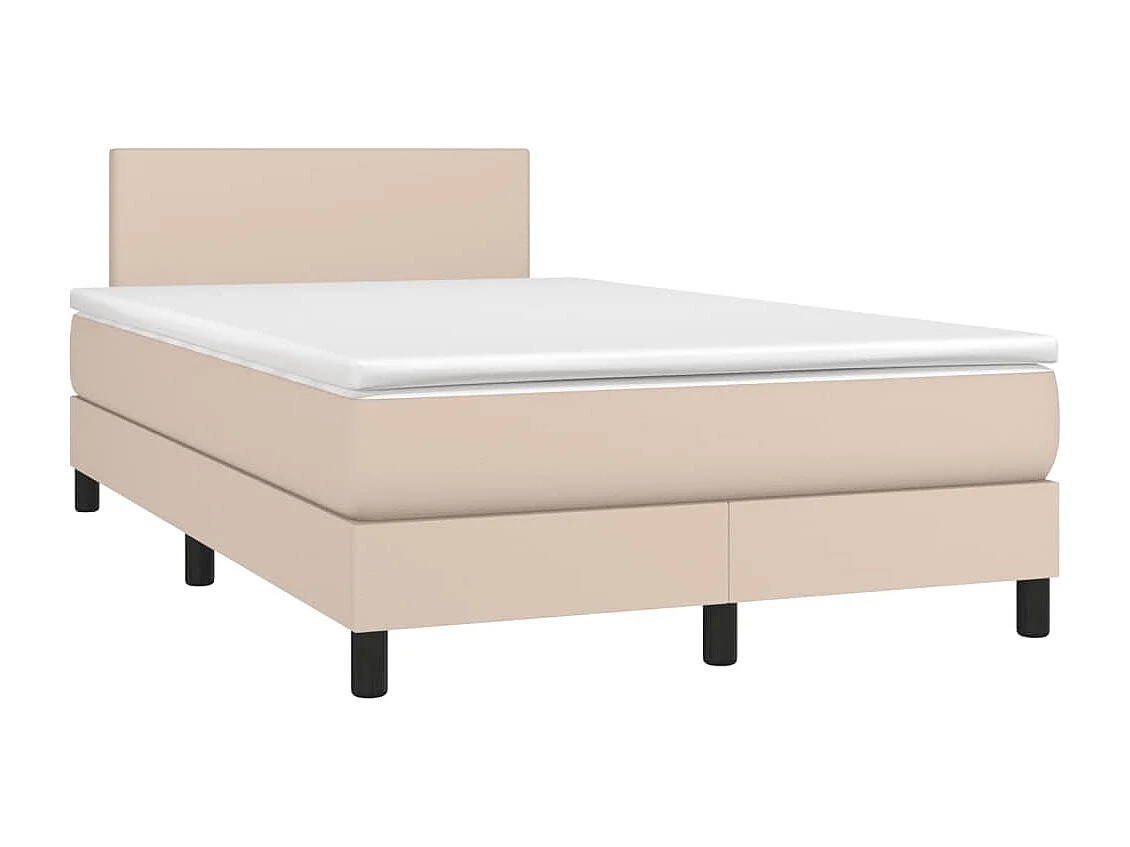 Giroletto Molle Materasso e LED Cappuccino 120x190cm Similpelle