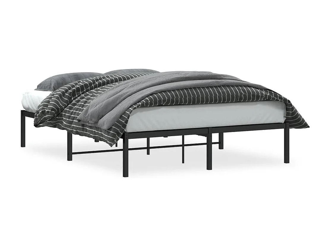 Cadre de lit métal sans matelas noir 140x200 cm